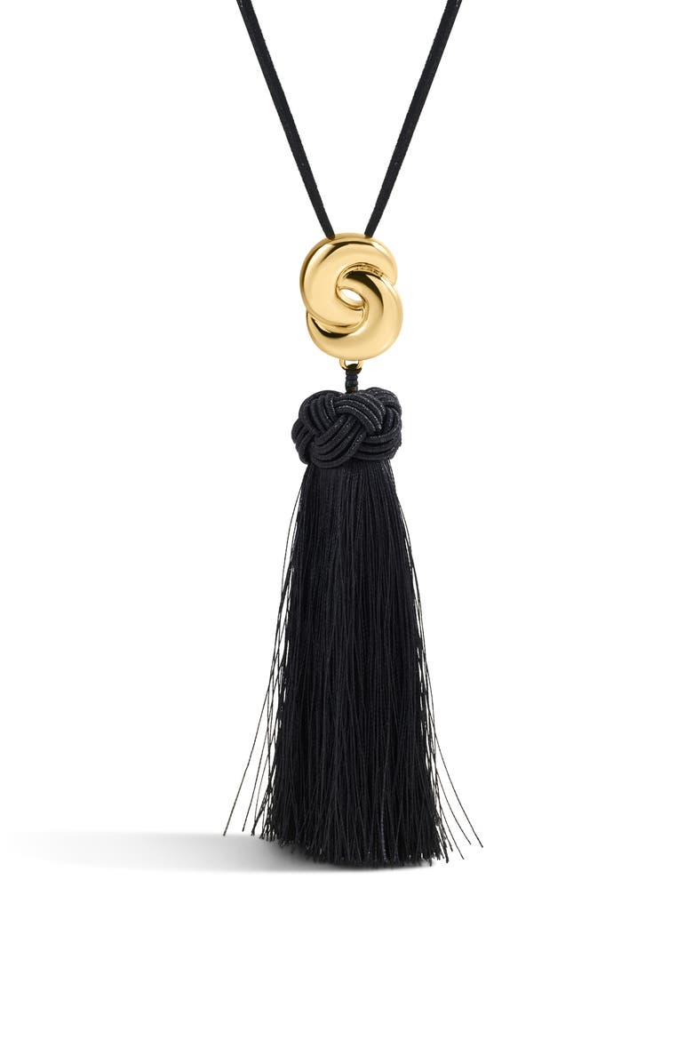 The Solstice Knot Tassel Necklace, Main, color, GOLD/ BLACK