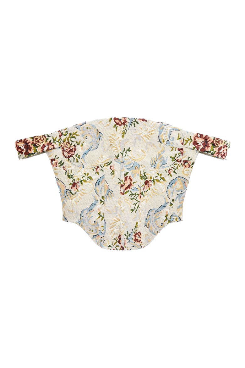 Bonnie Floral Jacquard Bardot Corset Top, Alternate, color, Beige