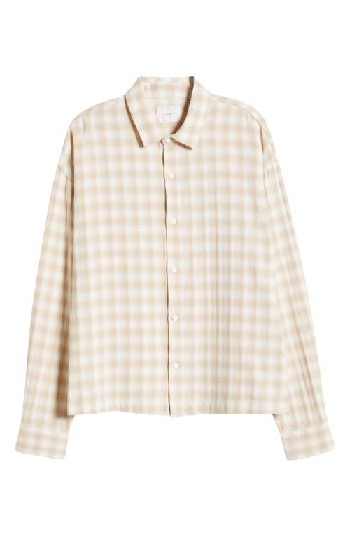 Pacsun Ombré Check Button-up Shirt In Cream