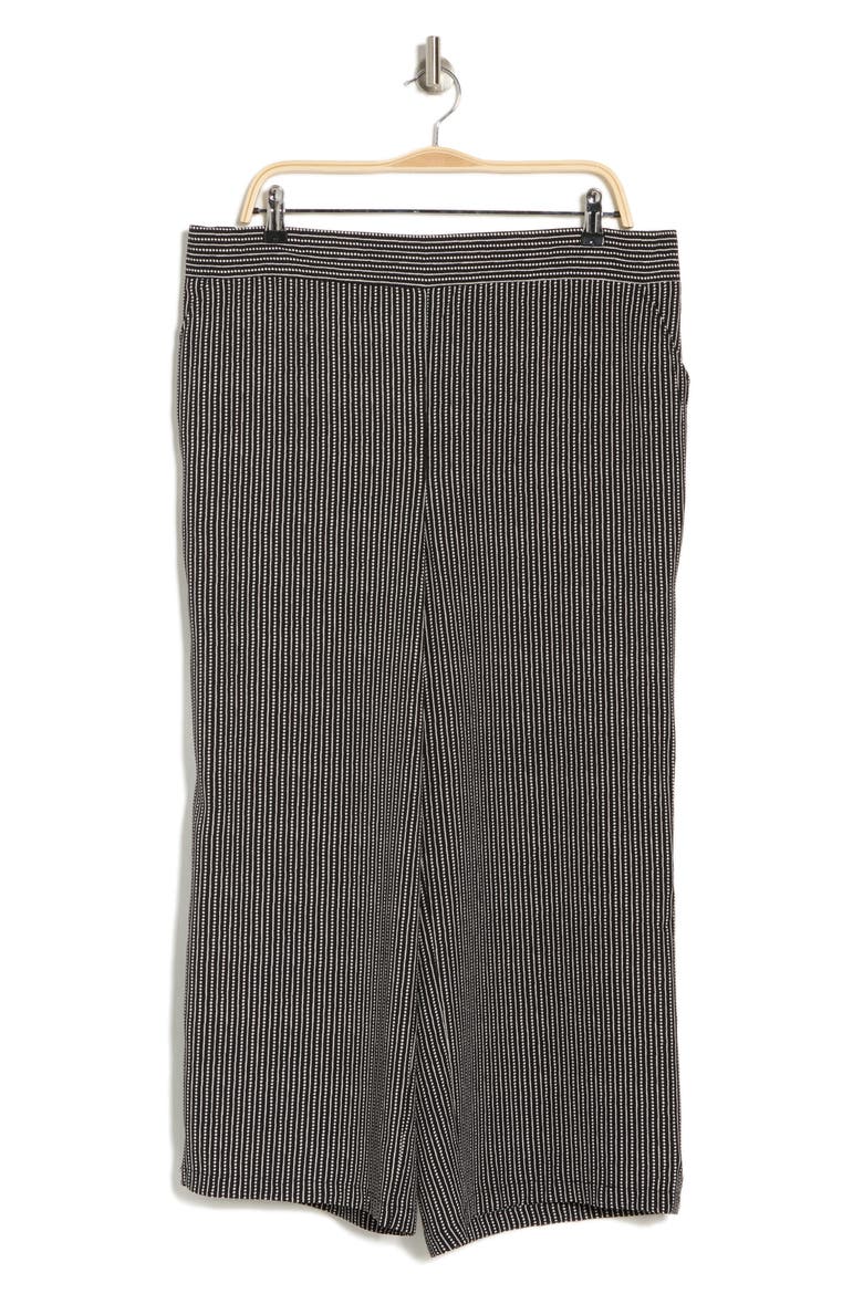 Wide Leg Crop Crepe Pants, Alternate, color, BLACK CREAM STRIPE
