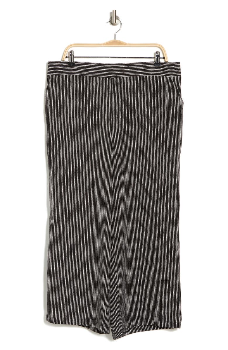MAX STUDIO Wide Leg Crop Crepe Pants, Alternate, color, Black Cream Stripe