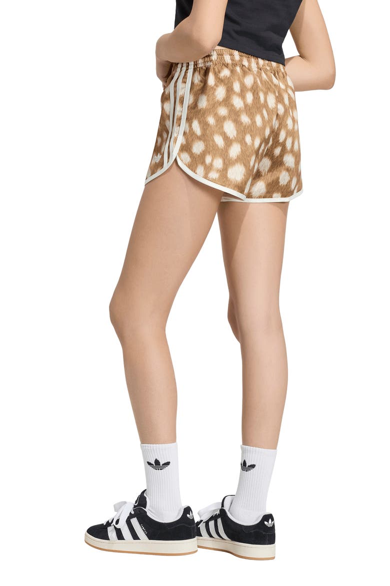 Animal Print Dolphin Hem Shorts, Alternate, color, BROWN DESERT