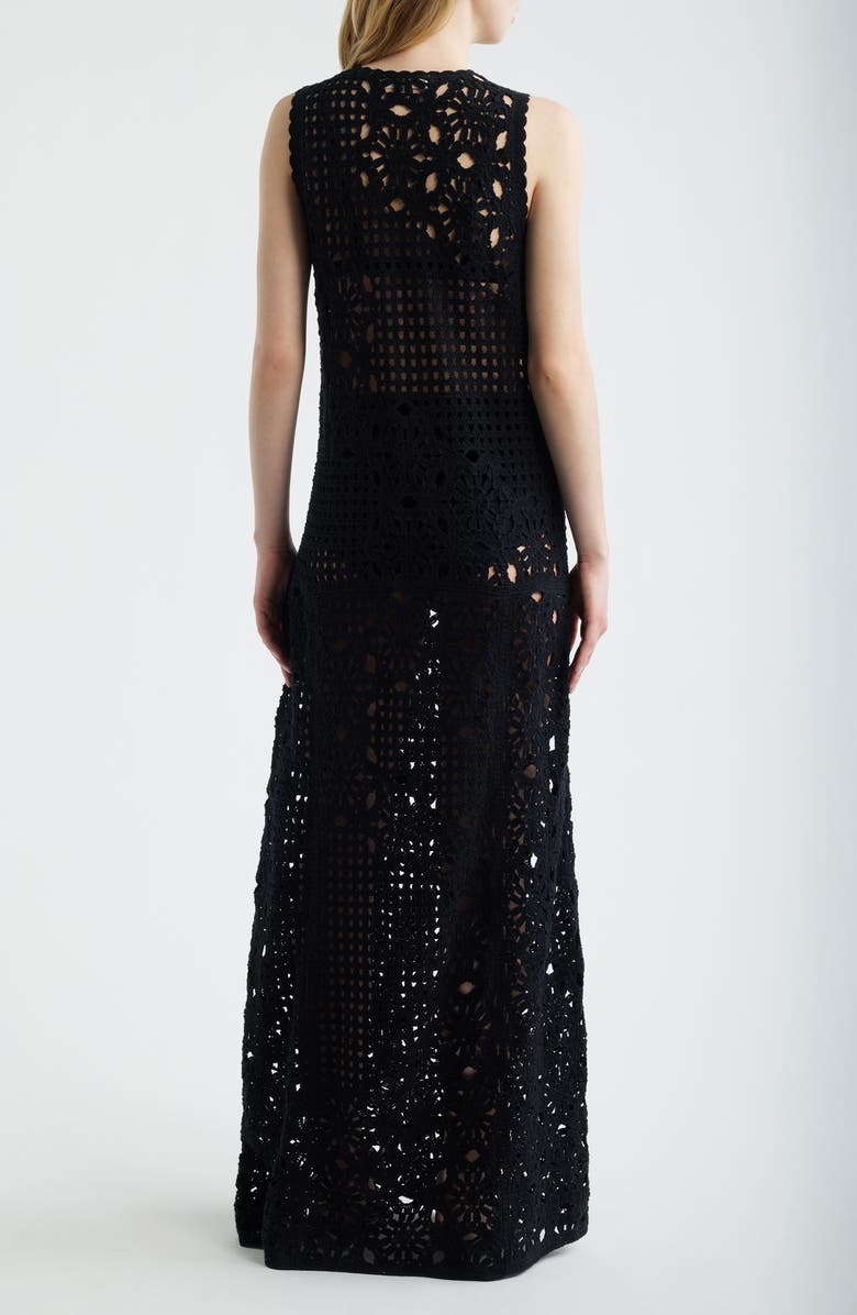 FRAME The Postcard Tie Neck Crochet Maxi Dress, Alternate, color, 