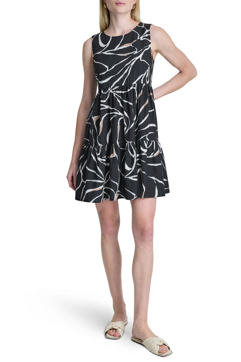 Commuter Sleeveless Swing Minidress, Main, color, BLACK/ IVORY