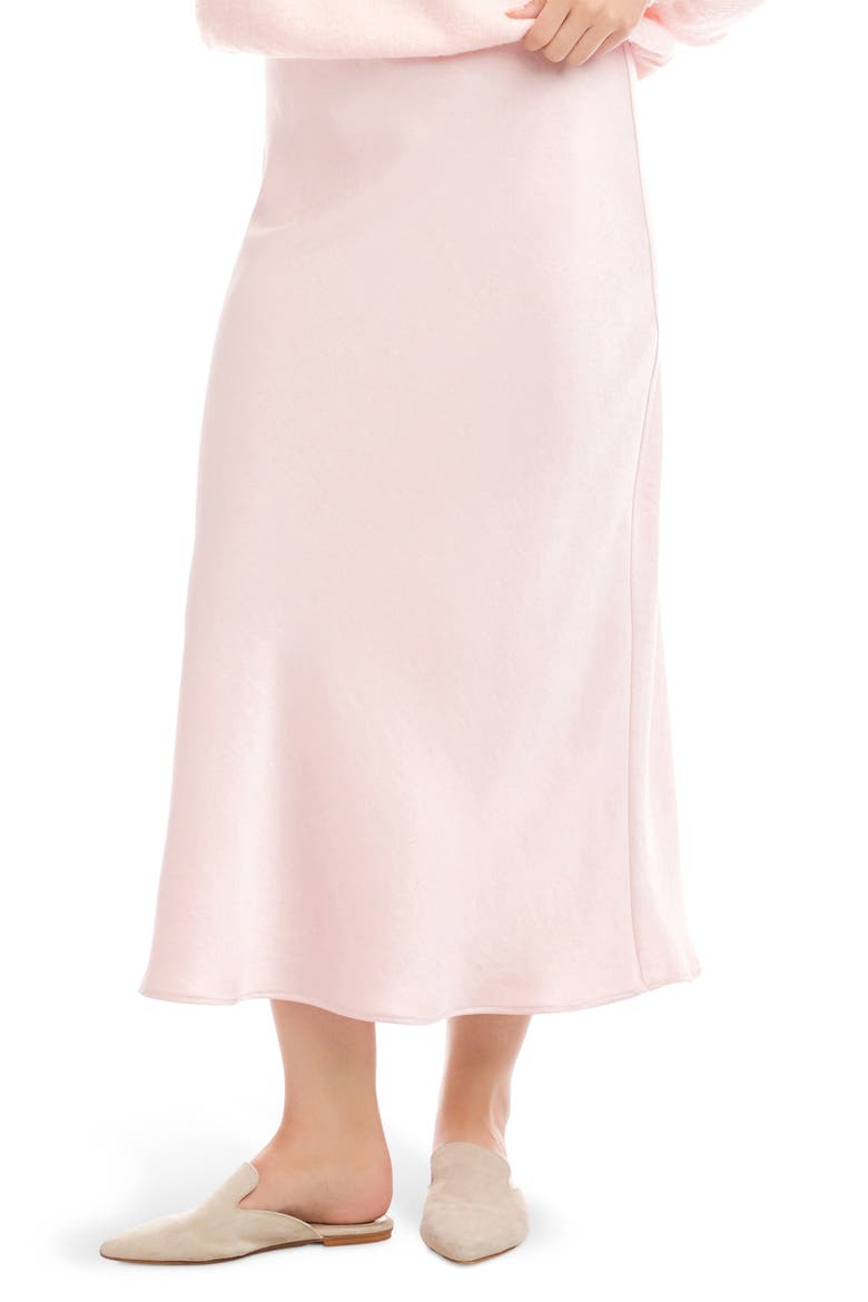 Bias Cut Satin Midi Skirt, Alternate, color, PINK
