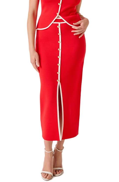 Contrast Border Midi Skirt