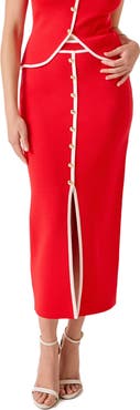 MARSY Contrast Border Midi Skirt