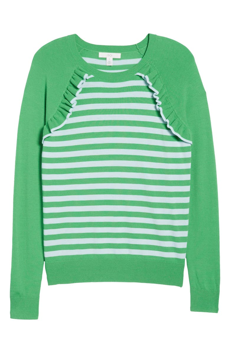 1901 Ruffle Trim Stripe Sweater, Alternate, color, 