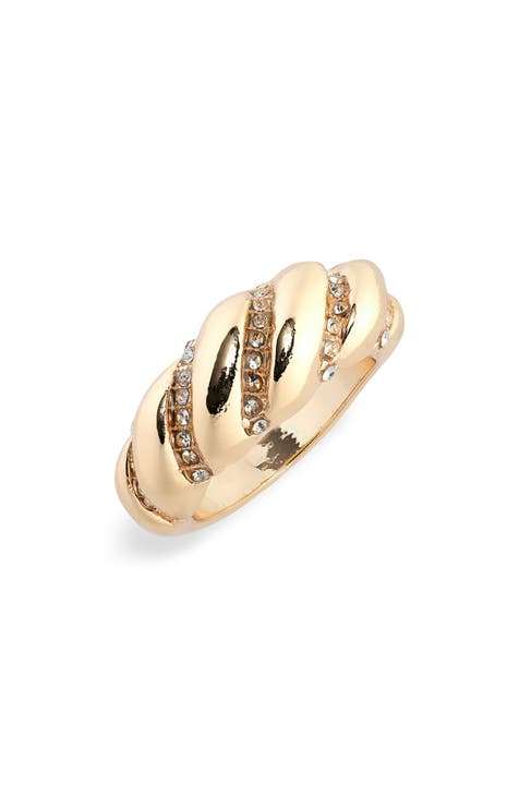 Inset Pave Twist Band Ring