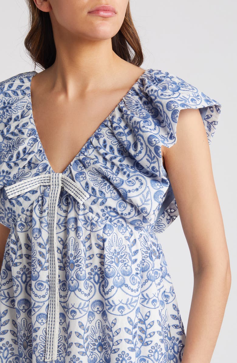 Adelyn Rae Skylar Embroidered Cotton Eyelet Minidress, Alternate, color,