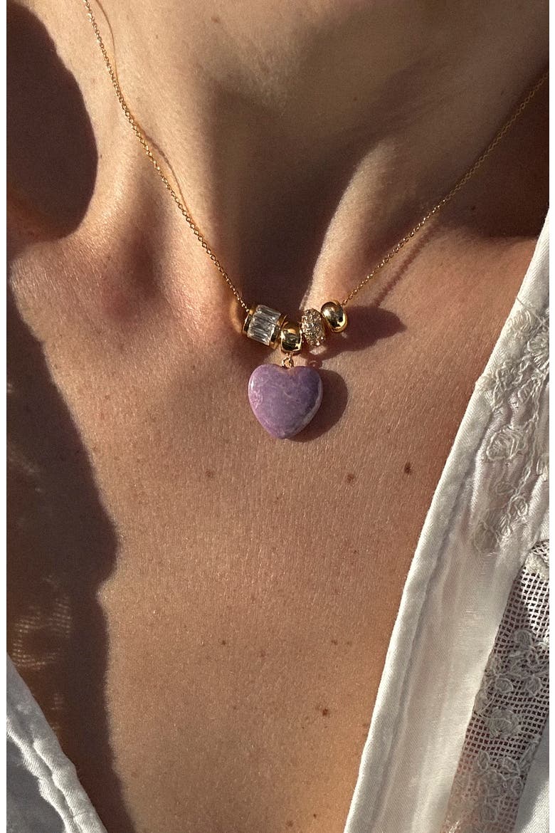 Gemma Heart Bail Charm, Alternate, color, PURPLE MICA