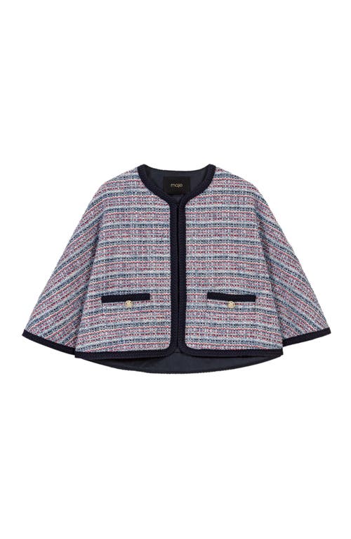Maje Tweed Cape With Contrasting Trim