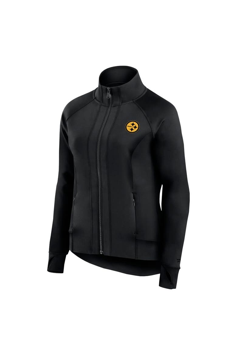 Women's Fanatics Signature Black Pittsburgh Steelers Studio Fitted Full-Zip Gym Track Jacket, Alternate, color, Black