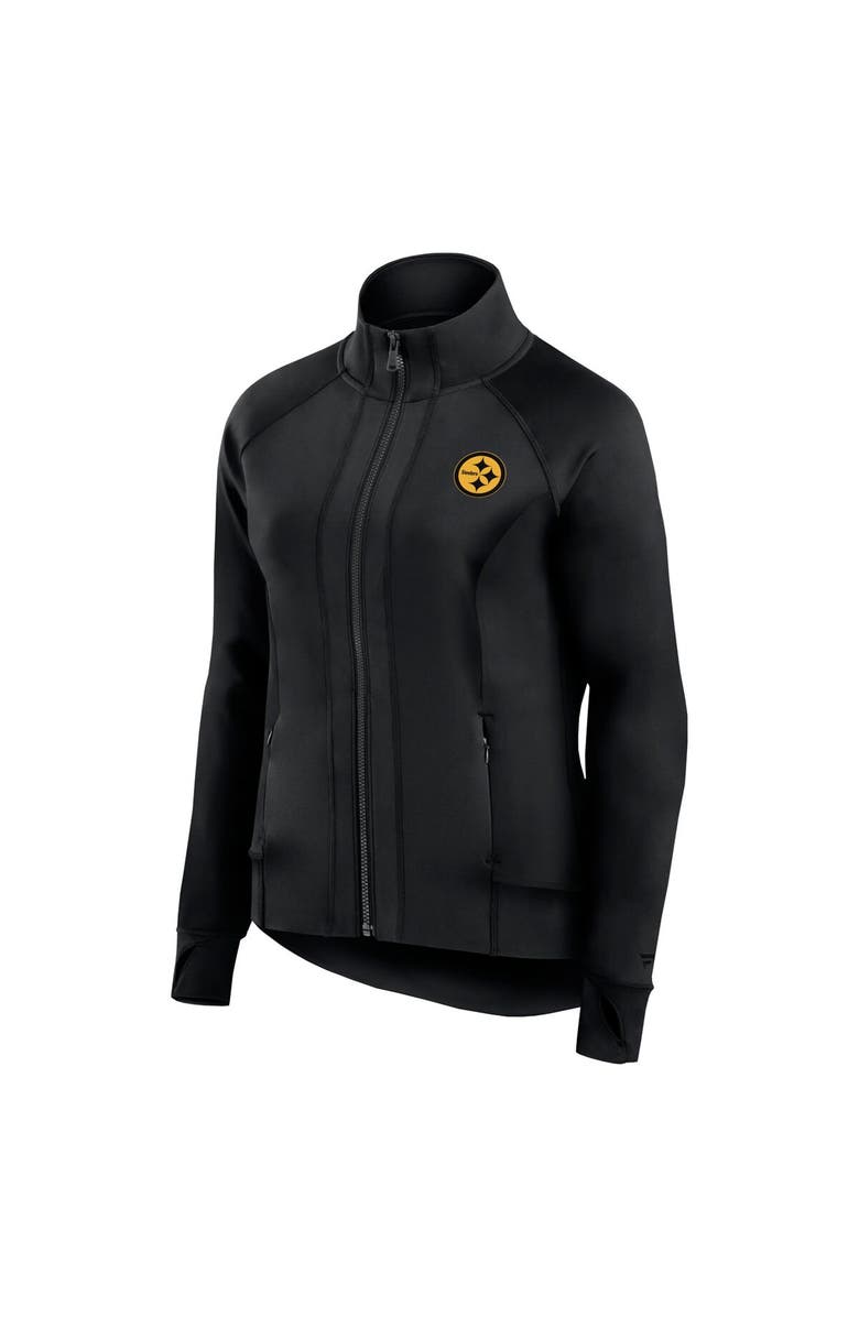 Fanatics Signature Women's Fanatics Signature Black Pittsburgh Steelers Studio Fitted Full-Zip Gym Track Jacket, Alternate, color, 