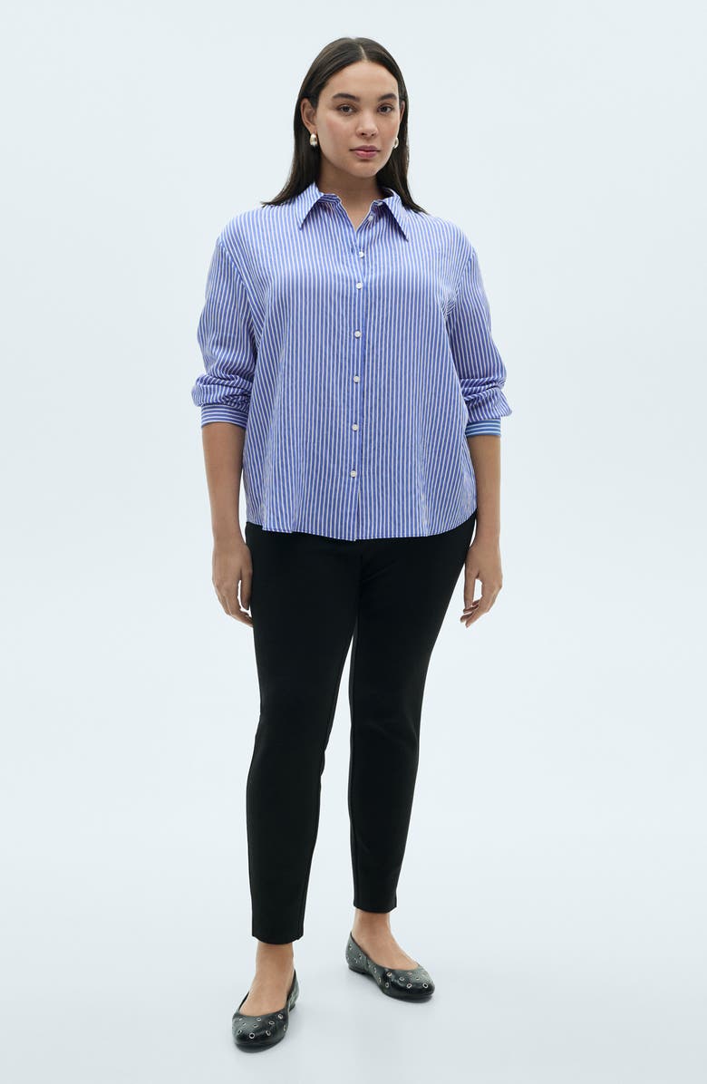 MANGO Stripe Straight Button-Up Shirt, Alternate, color, 