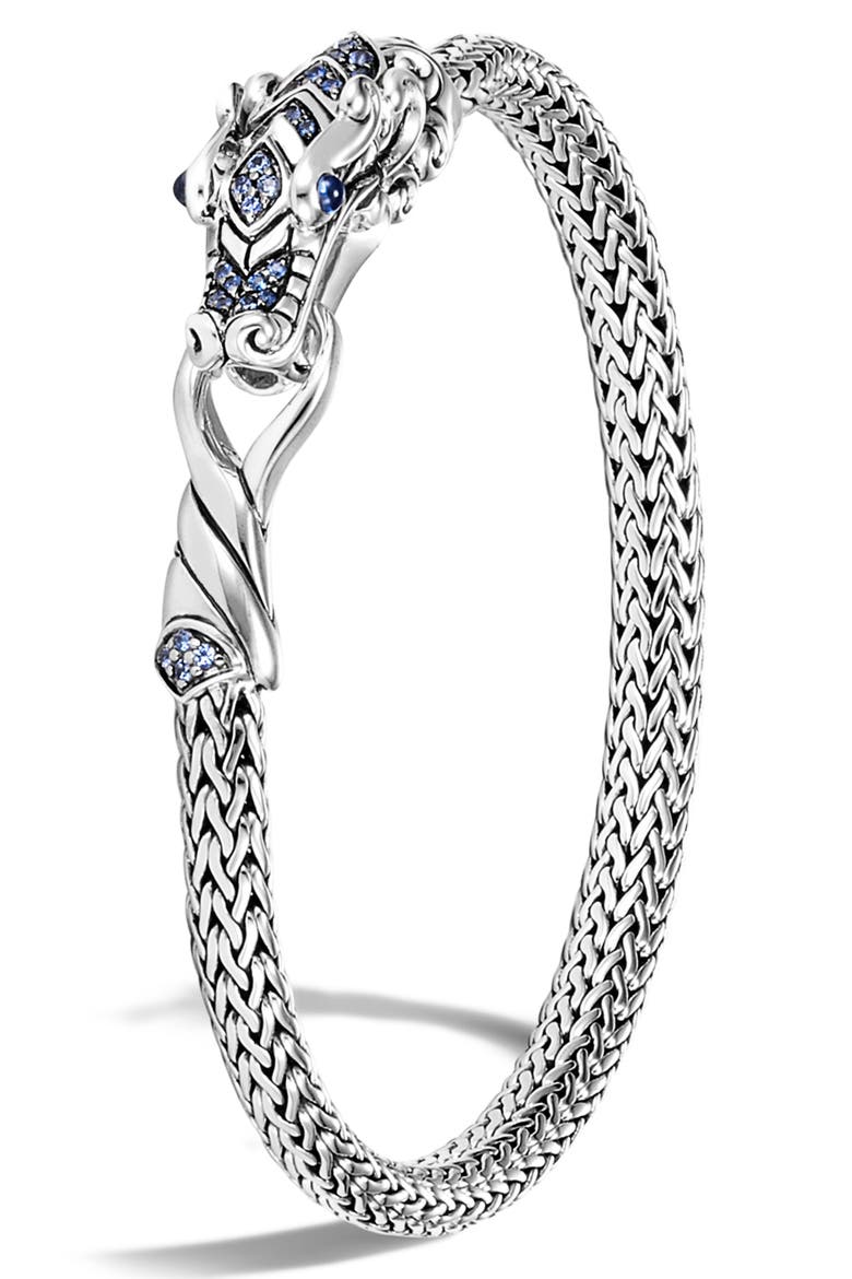 Legends Naga Station Bracelet, Alternate, color, SILVER/ BLUE SAPPHIRE