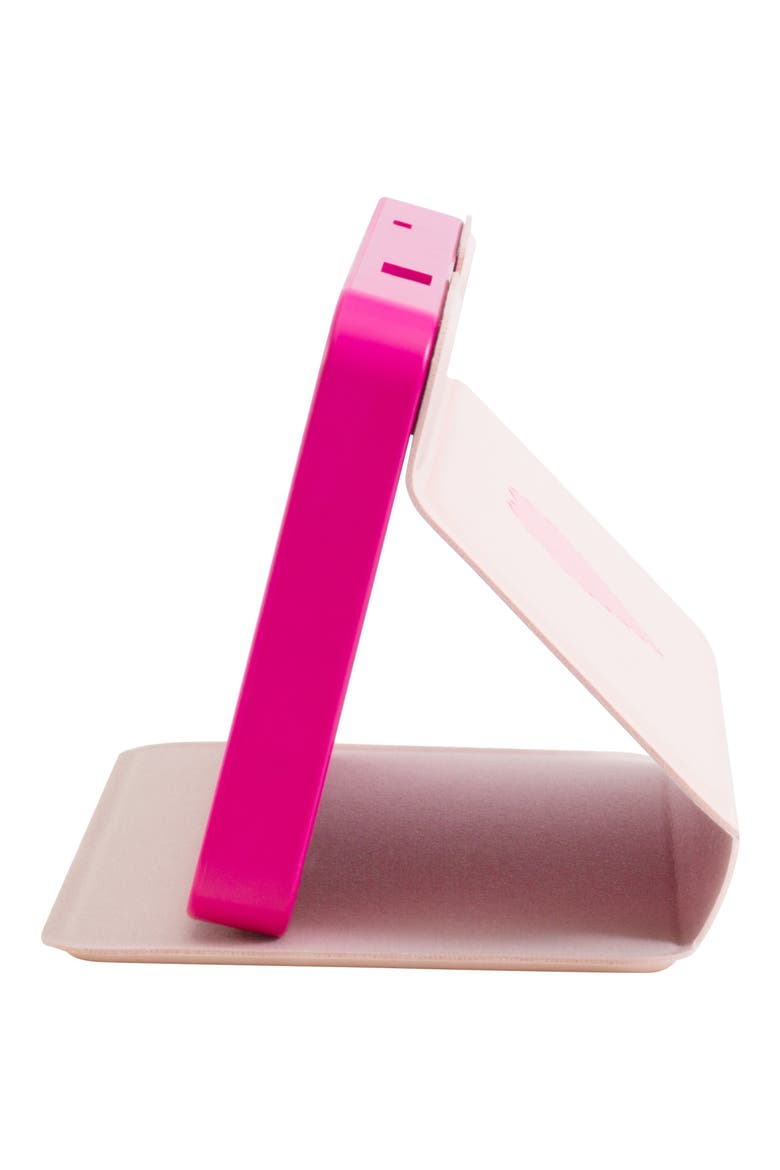 Riki Powerful LED-lighted Mirror & Power Bank, Alternate, color, PINK