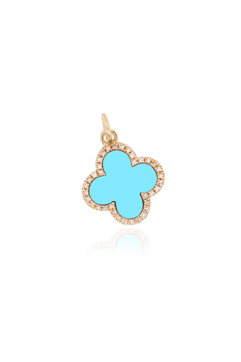 Turquoise Diamond Clover Charm, Main, color, Turquoise