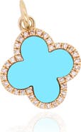 The Lovery Fine Jewelry Turquoise Diamond Clover Charm