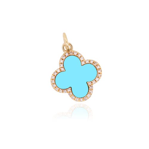 The Lovery Fine Jewelry Turquoise Diamond Clover Charm at Nordstrom