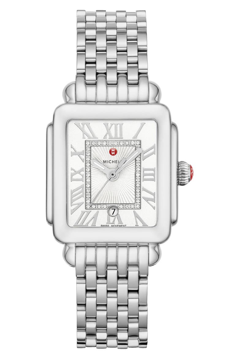Deco Madison Mid Diamond Dial Bracelet Watch, 29mm x 31mm, Main, color, SILVER