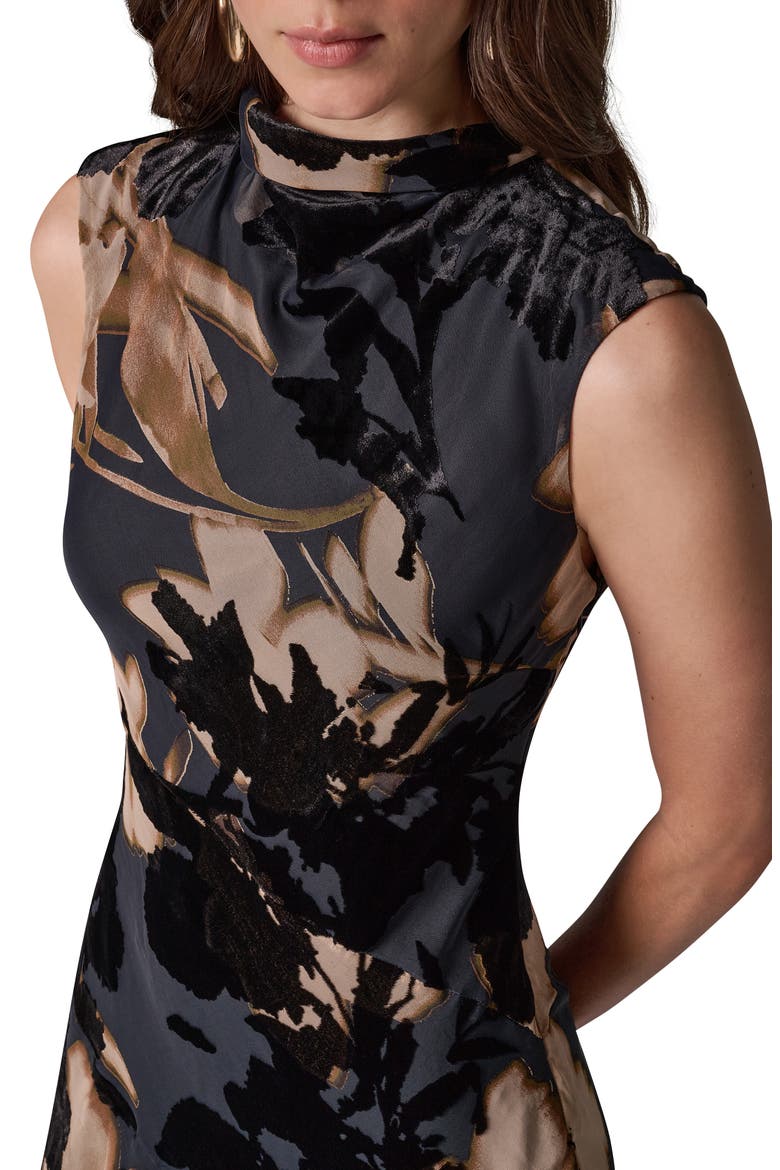 Floral Velvet Burnout Midi Dress, Alternate, color, ESPRESSO MULTI