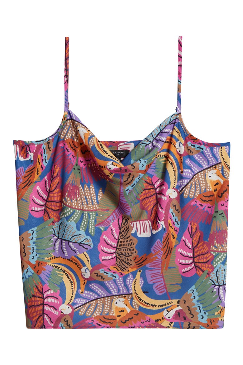 Tropical Print Satin Camisole, Alternate, color, WILD BERRY