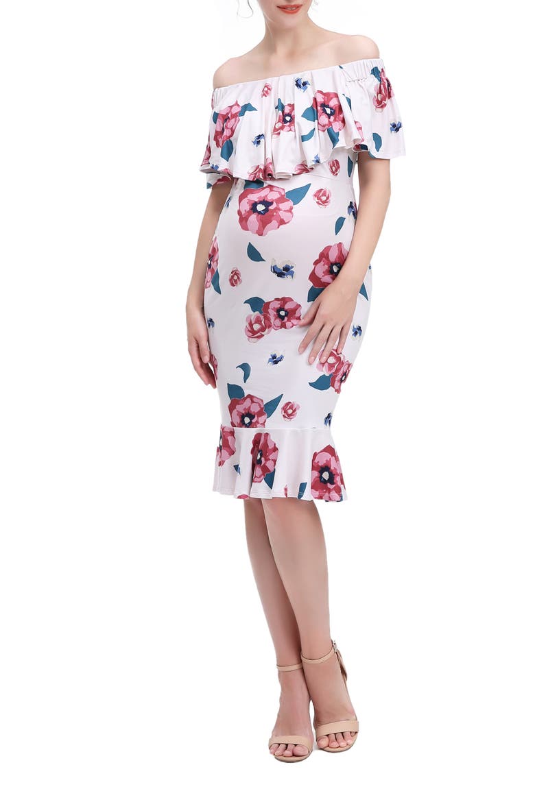 Kyla Floral Mermaid Hem Maternity/Nursing Dress, Main, color, PINK