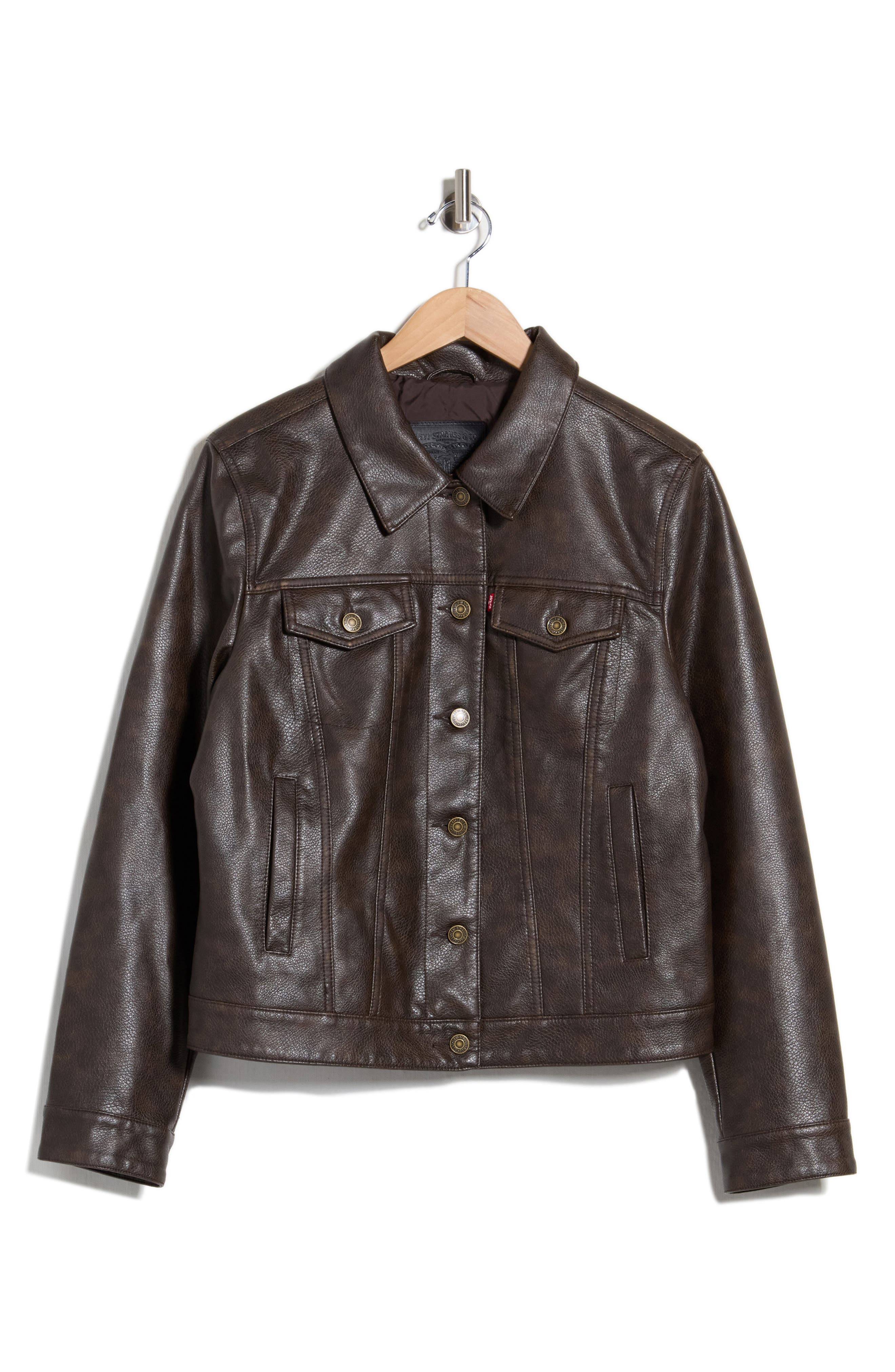 Faux Leather Trucker Jacket