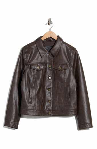 Faux Leather Trucker Jacket