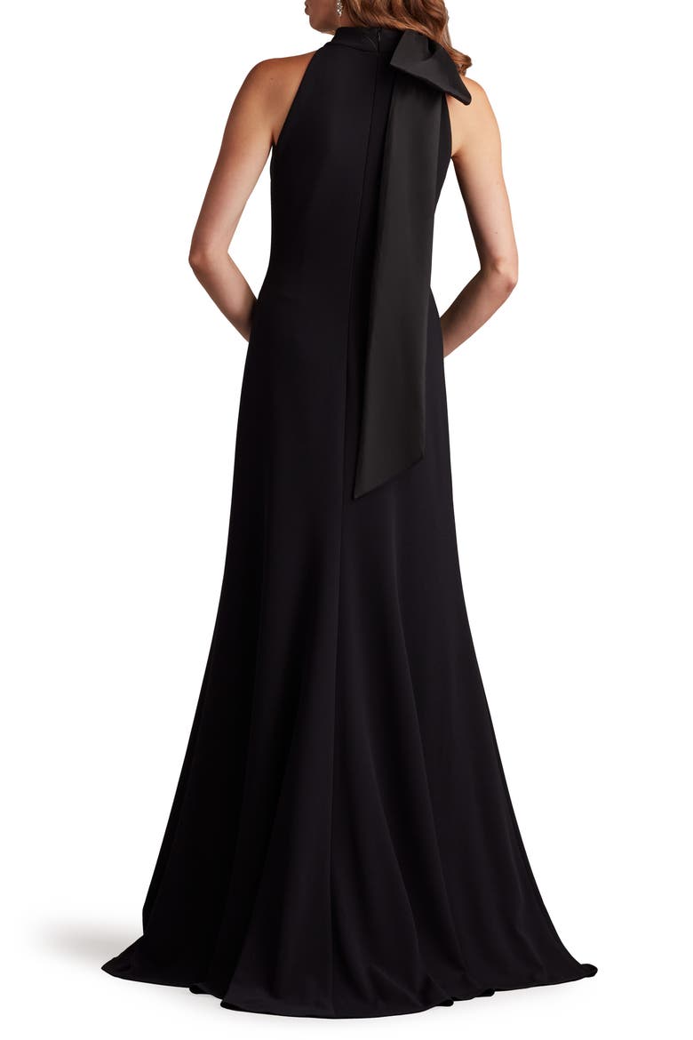 Bow Neck Gown, Alternate, color, BLACK