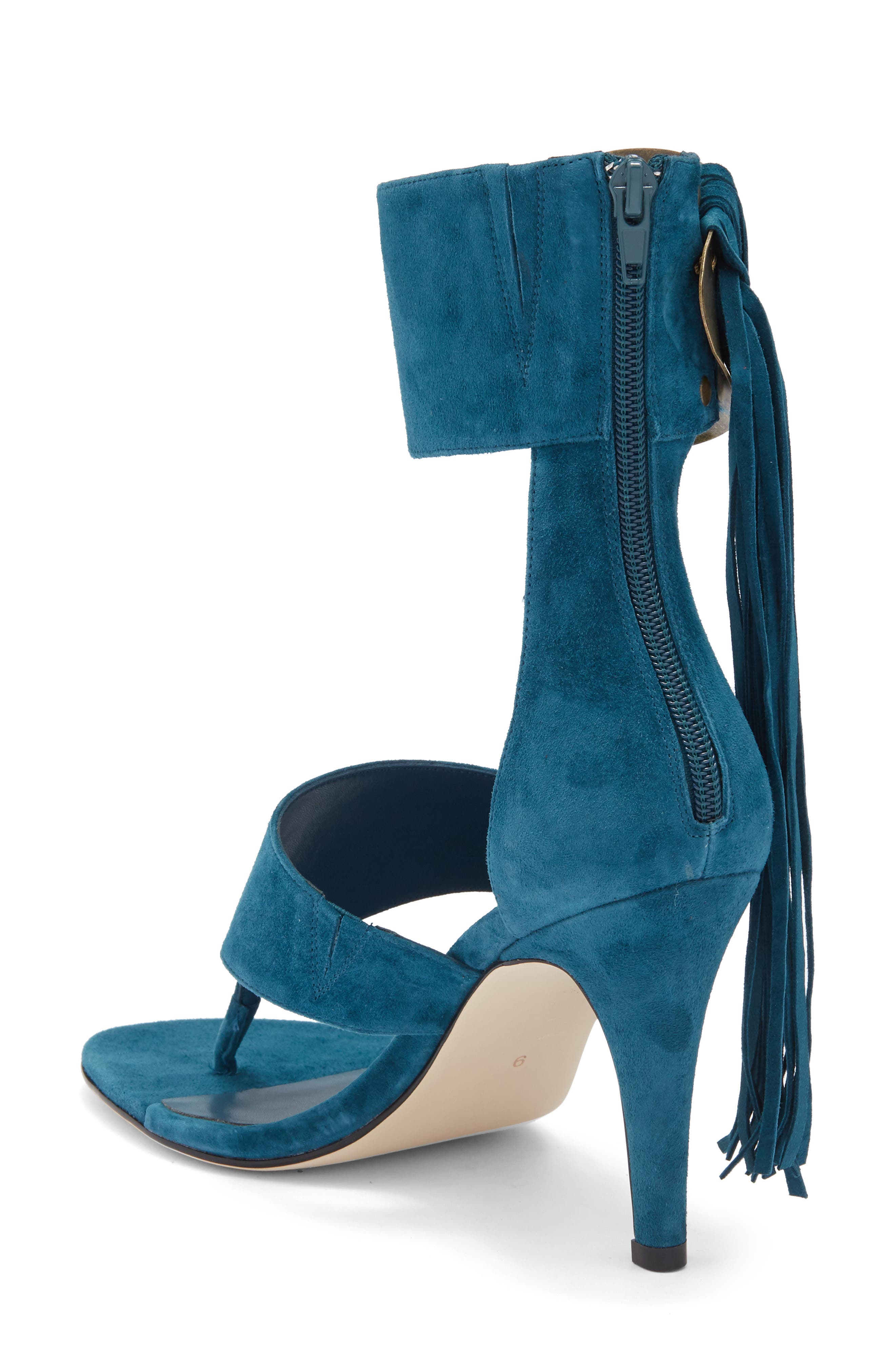 Jeffrey Campbell I Dare U Ankle Cuff Sandal, Alternate, color, Dusty Turquoise Suede