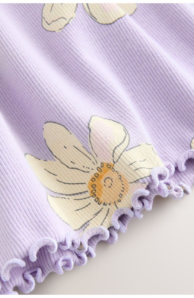 NEXT Kids' Daisy Print Rib Dress, Alternate, color, Purple