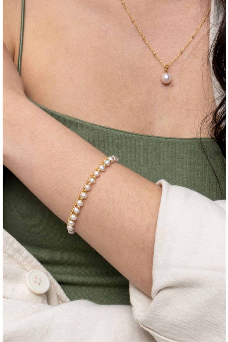 White Freshwater Timeless Pearl Bracelet, Alternate, color, Yellow Gold Vermeil