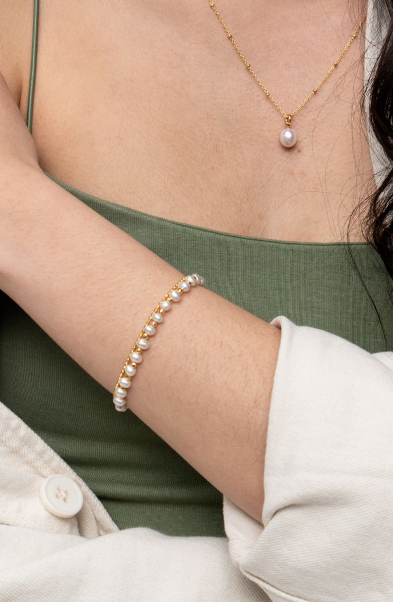 Dower & Hall White Freshwater Timeless Pearl Bracelet, Alternate, color, Yellow Gold Vermeil