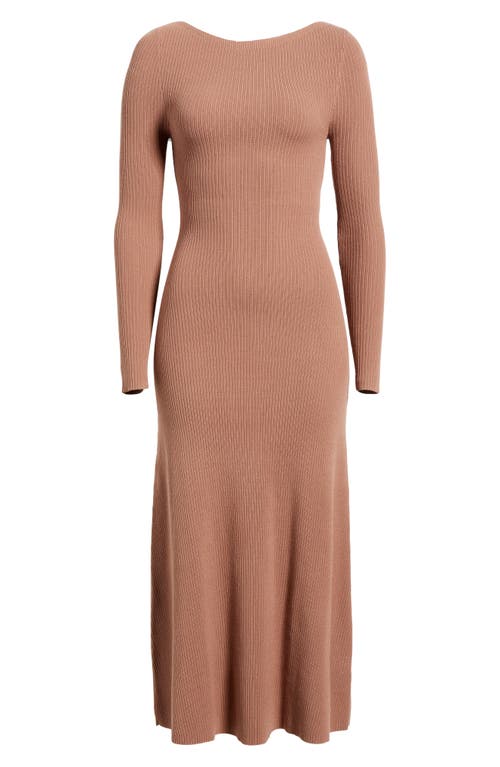 Open Edit Long Sleeve Rib Maxi Dress In Pink