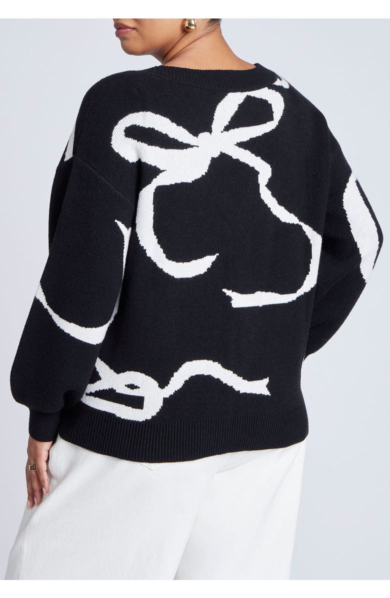 ELOQUII Bow Print Cardigan, Alternate, color, Black White