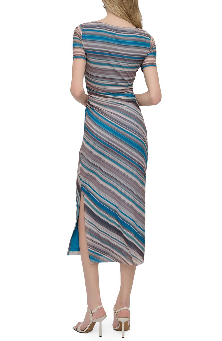 Stripe Mesh Midi Sheath Dress