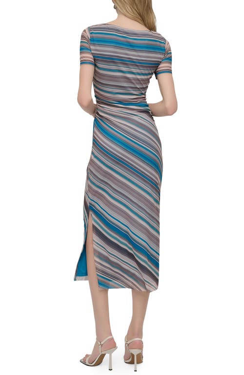 Dkny Stripe Mesh Midi Sheath Dress