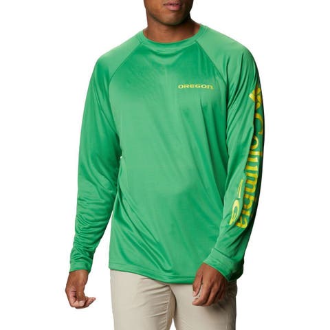 Men's Columbia Green Oregon Ducks Big & Tall Terminal Tackle Raglan Omni-Wick Long Sleeve T-Shirt