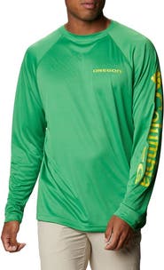 Columbia Men's Columbia Green Oregon Ducks Big & Tall Terminal Tackle Raglan Omni-Wick Long Sleeve T-Shirt