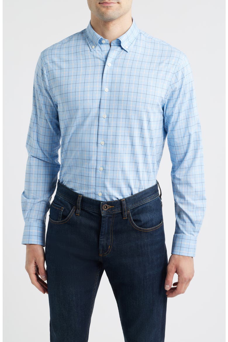 Miramont Windowpane Check Everyday Performance Button-Down Shirt, Main, color, MALIBLU