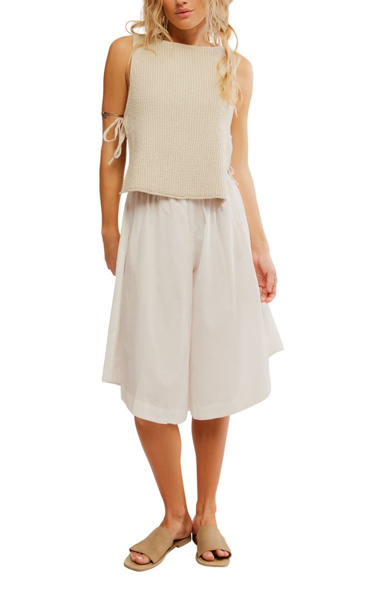 Free People Lizzie Rib Side Tie Sleeveless Cotton & Linen Sweater, Alternate, color, Summer Sand