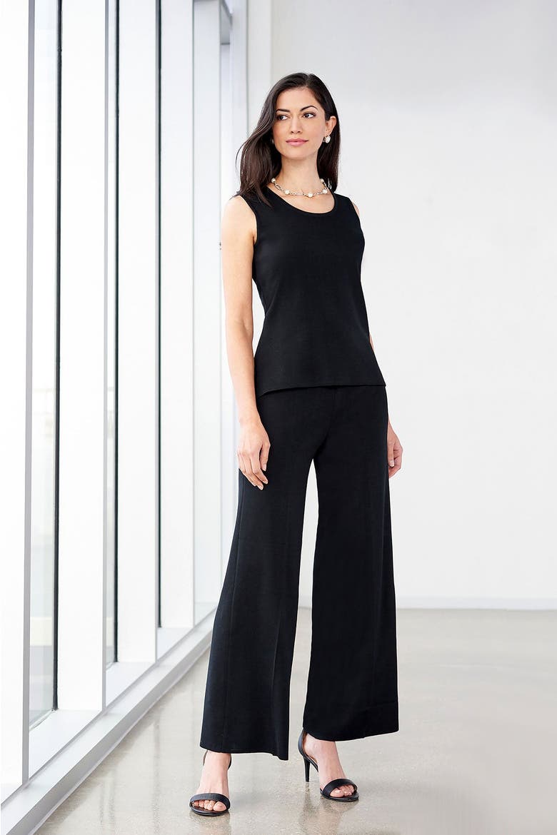 Knit Wide Leg Pants, Alternate, color, Black