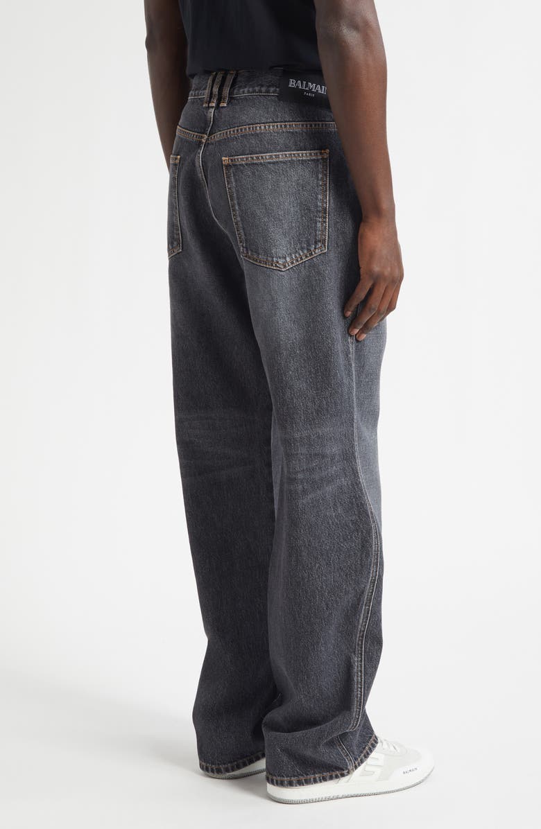Balmain Low Waist Straight Leg Jeans, Alternate, color, Grey
