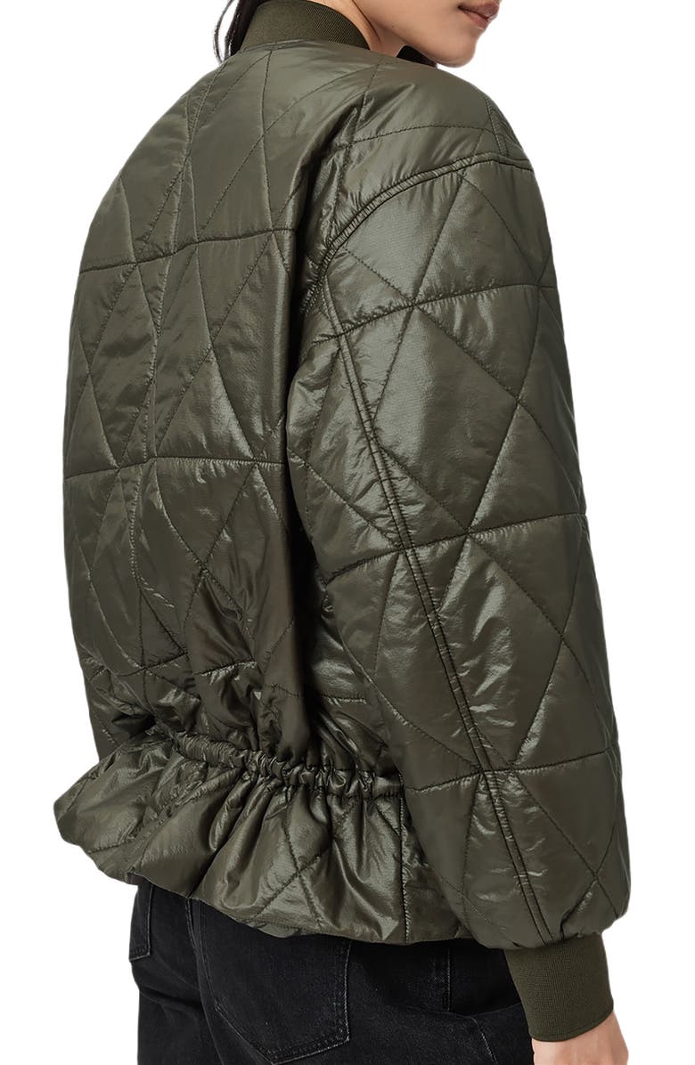 AllSaints Alii Quilted Bomber Jacket, Alternate, color, Forest Green