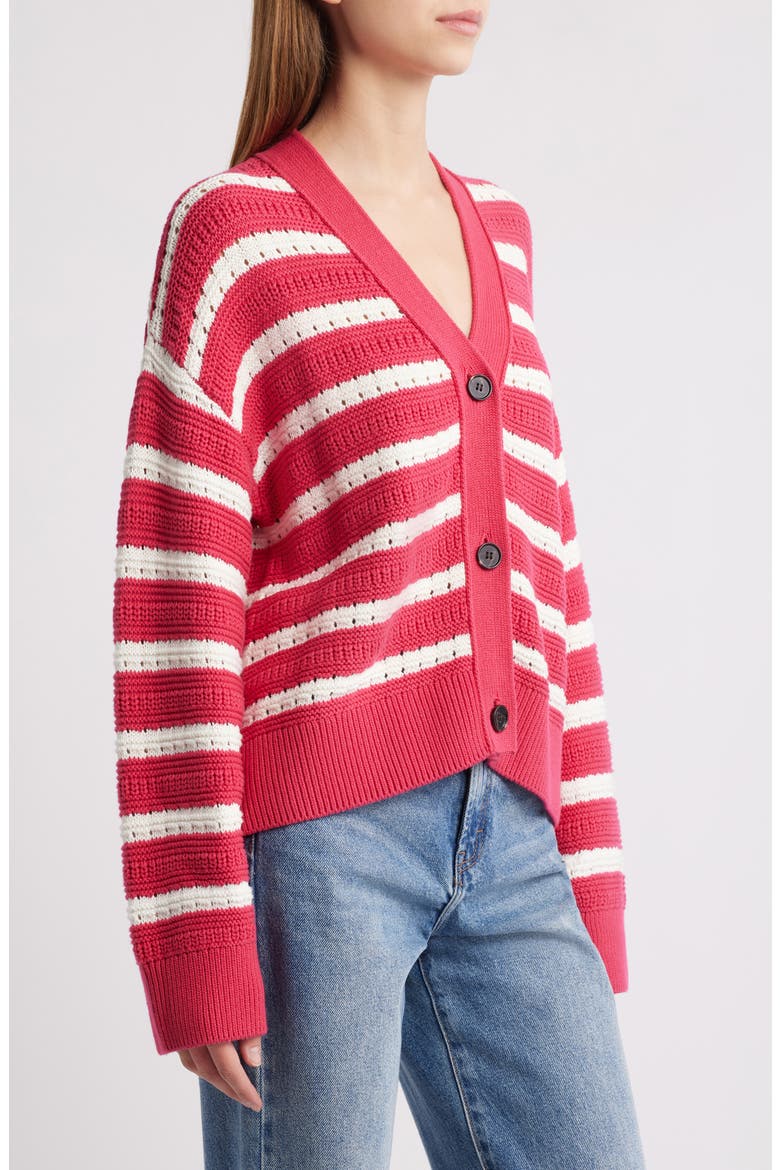 Geneva Stripe Cotton Cardigan, Alternate, color, PINK STRIPE