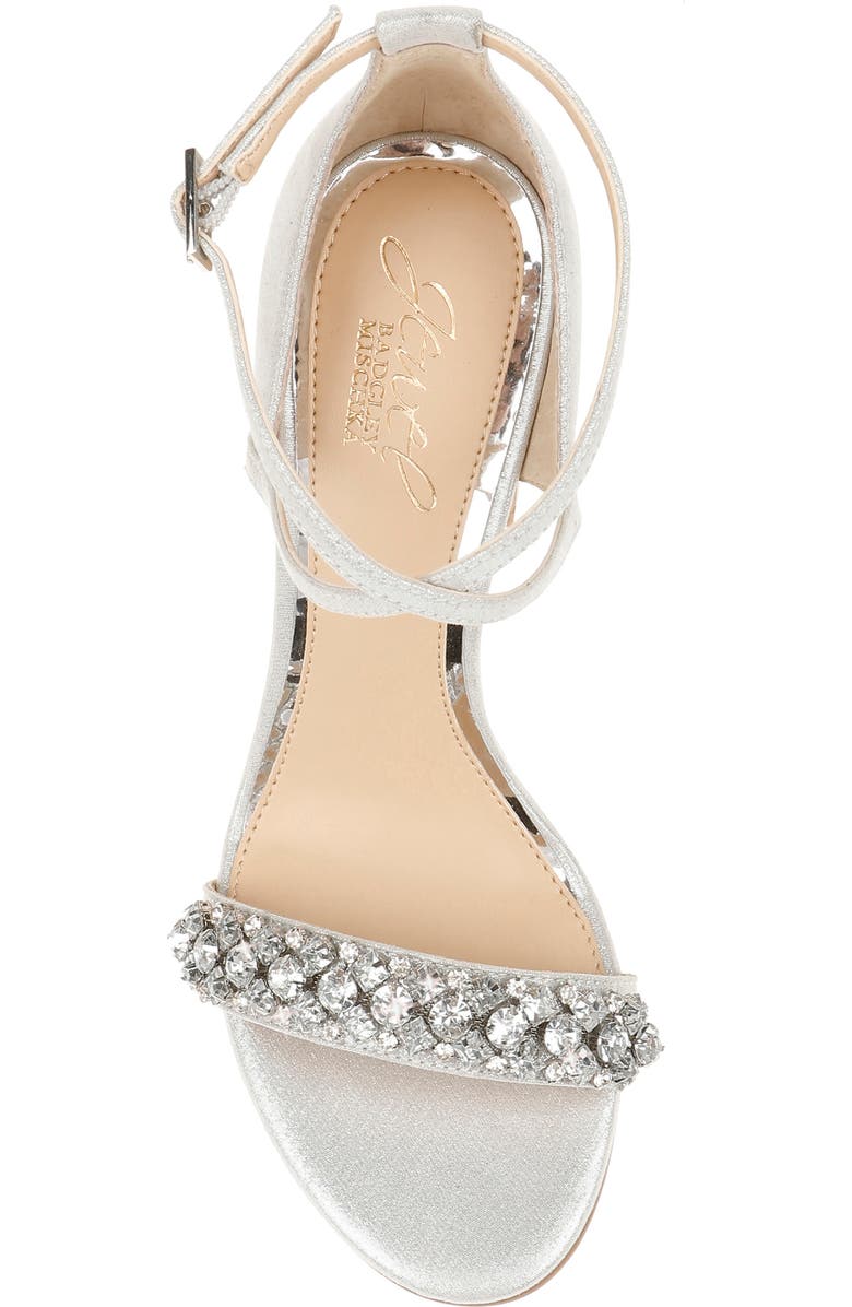 Jewel Badgley Mischka Penny Ankle Strap Sandal, Alternate, color, Silver