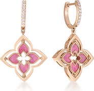 Roberto Coin Venetian Princess Pirouette Diamond Pave Flower Drop Earrings
