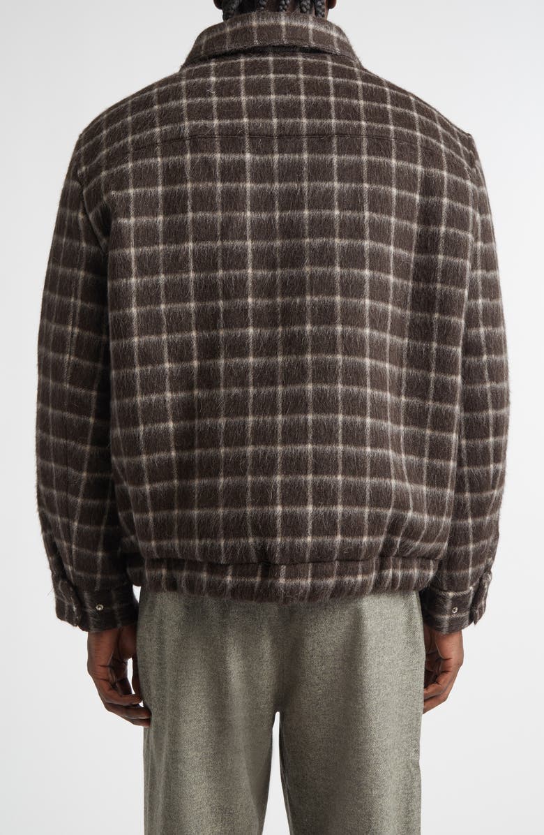 De Bonne Facture Student Windowpane Check Baby Llama Hair Blend Jacket, Alternate, color, Brown Windowpane Check